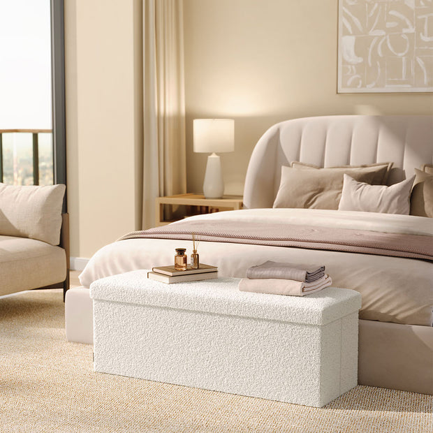 Stuhl mit Stauraum 38 x 110 x 38 cm Creme Weiß