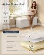 Stuhl mit Stauraum 38 x 110 x 38 cm Creme Weiß
