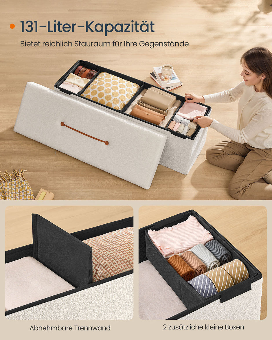 Stuhl mit Stauraum 38 x 110 x 38 cm Creme Weiß