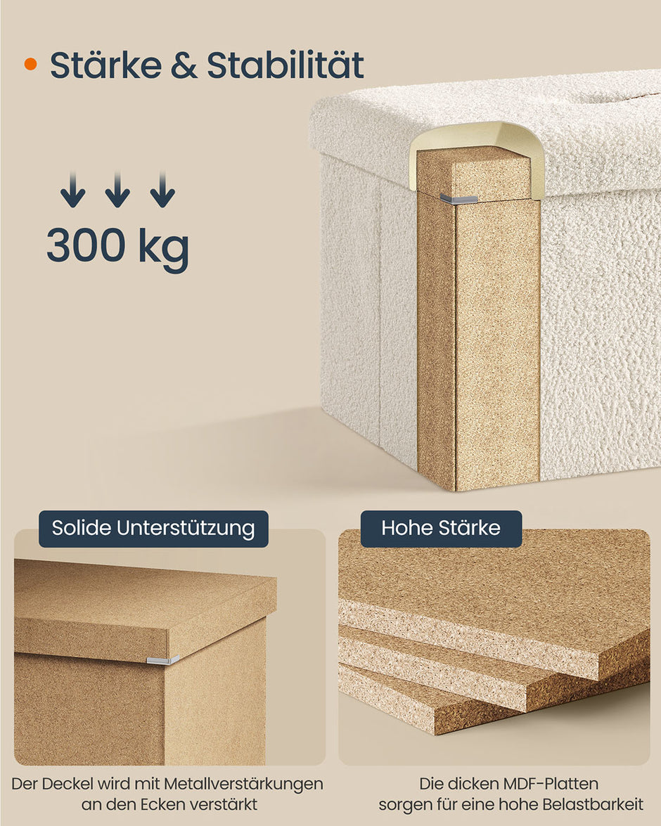 Stuhl mit Stauraum 38 x 110 x 38 cm Creme Weiß