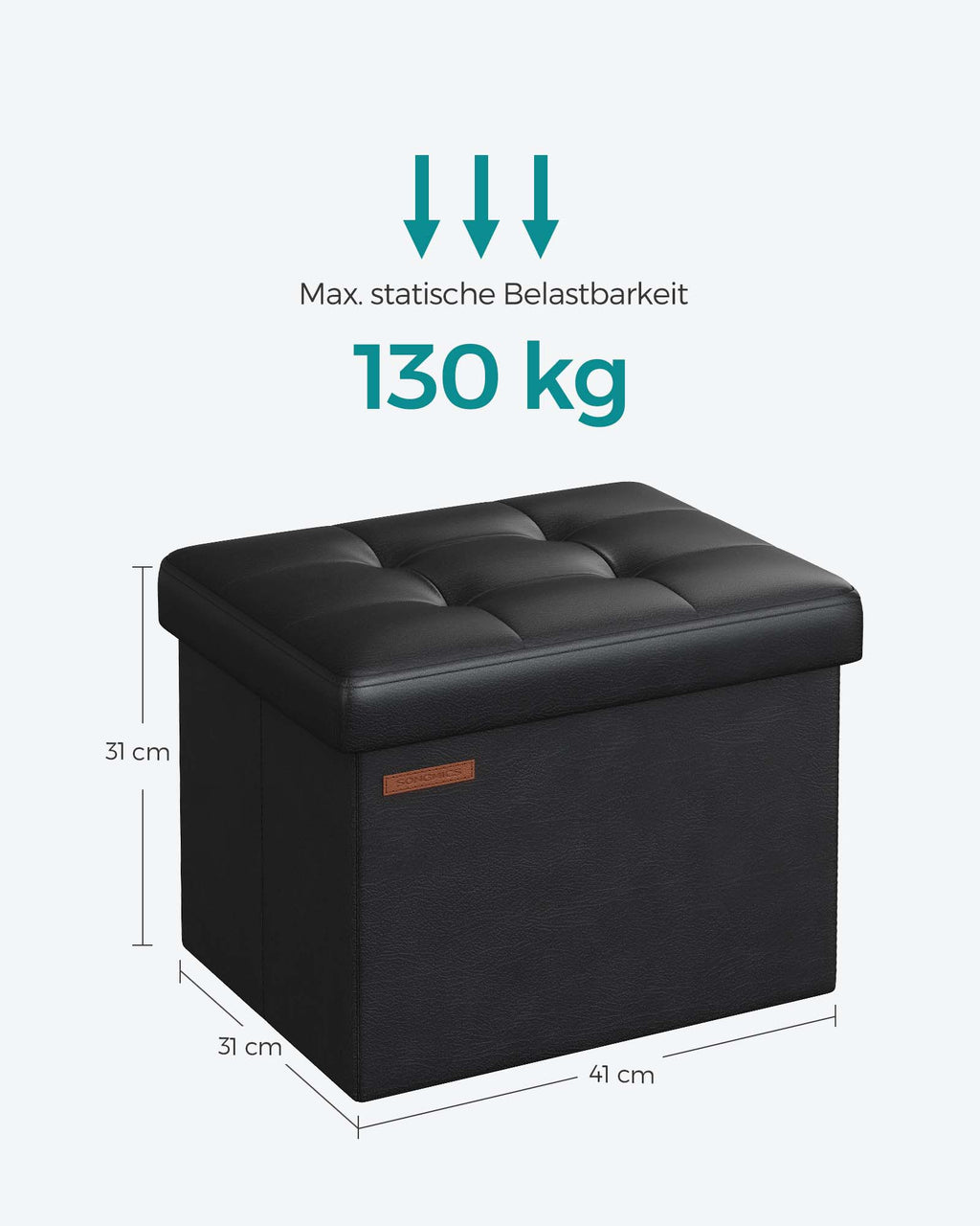 Faltbares Sofa mit Speicherplatz 41 cm Tinte -Black