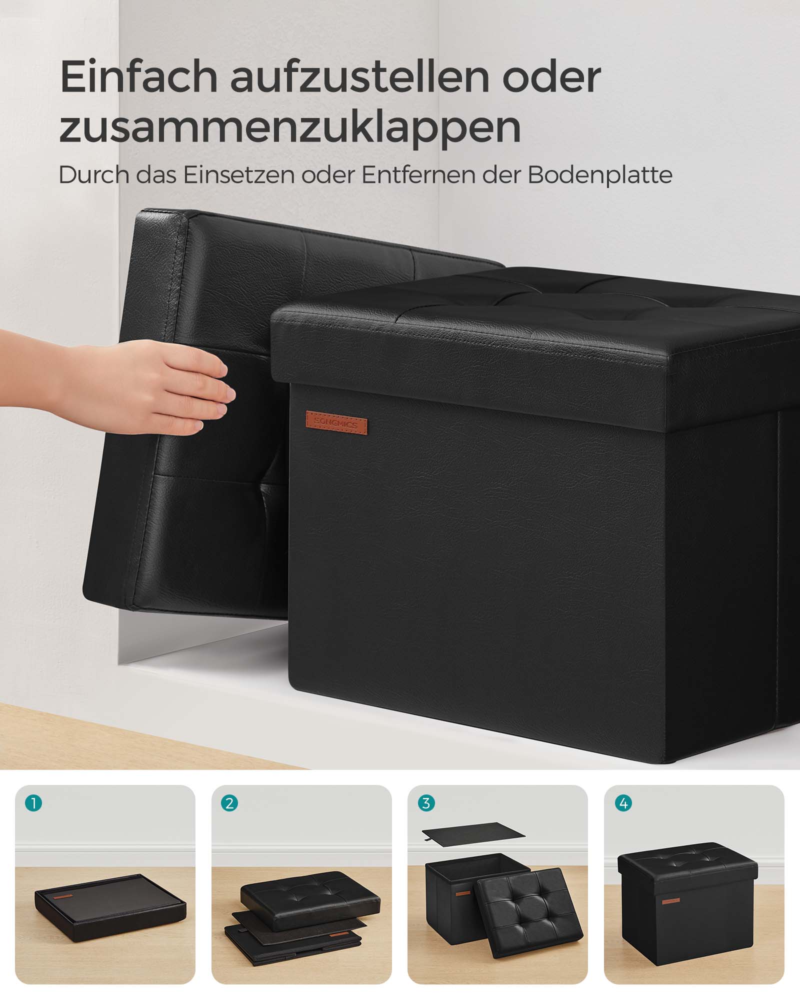 Faltbares Sofa mit Speicherplatz 41 cm Tinte -Black