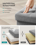 Bank - 41 cm - mit Stauraum - hellgrau