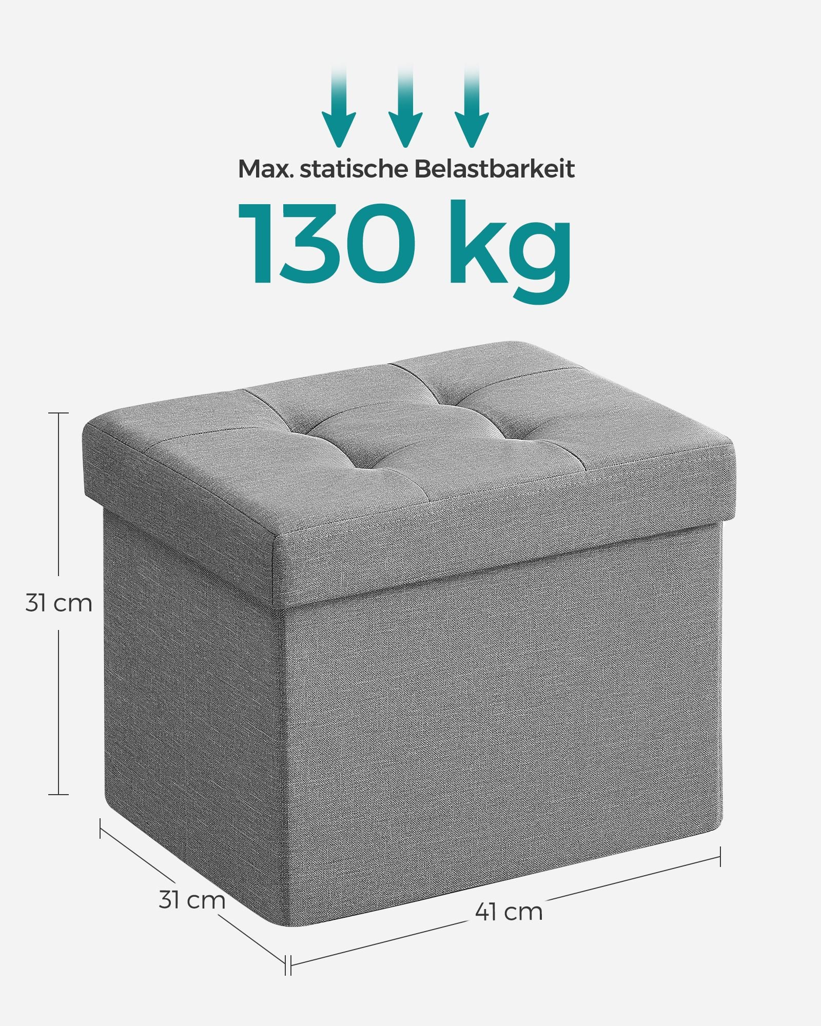 Bank - 41 cm - mit Stauraum - hellgrau