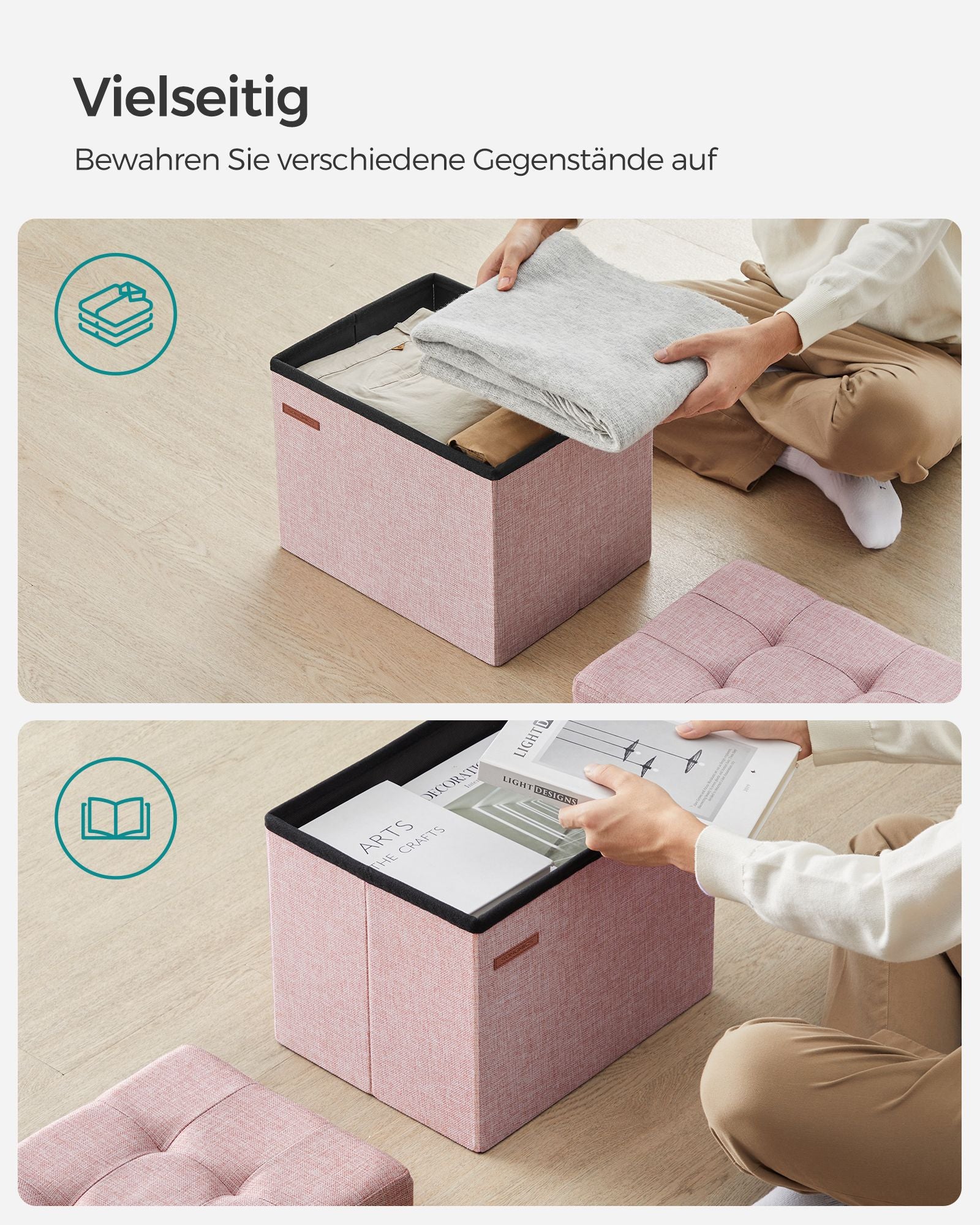 Bank - mit Stauraum - Pastellrosa