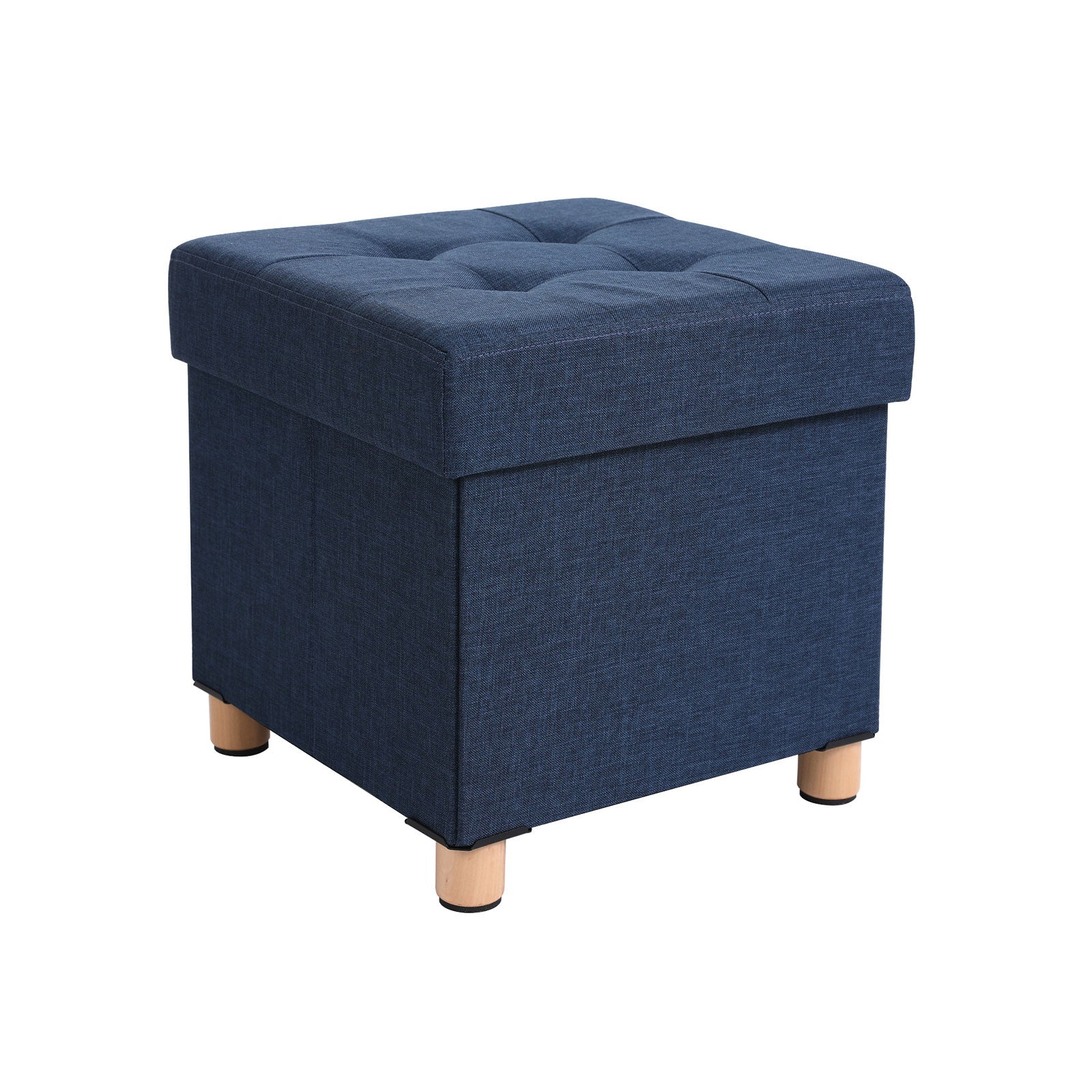 Pouf - mit Stauraum - Holzbeine - Sitzkasten - Beige