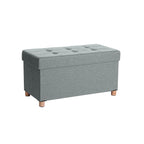 Sitzkiste - Pouf mit Stauraum und Deckel - Fußstopp - Holzbeine - 76 x 38 x 40 cm - Dunkelgrau