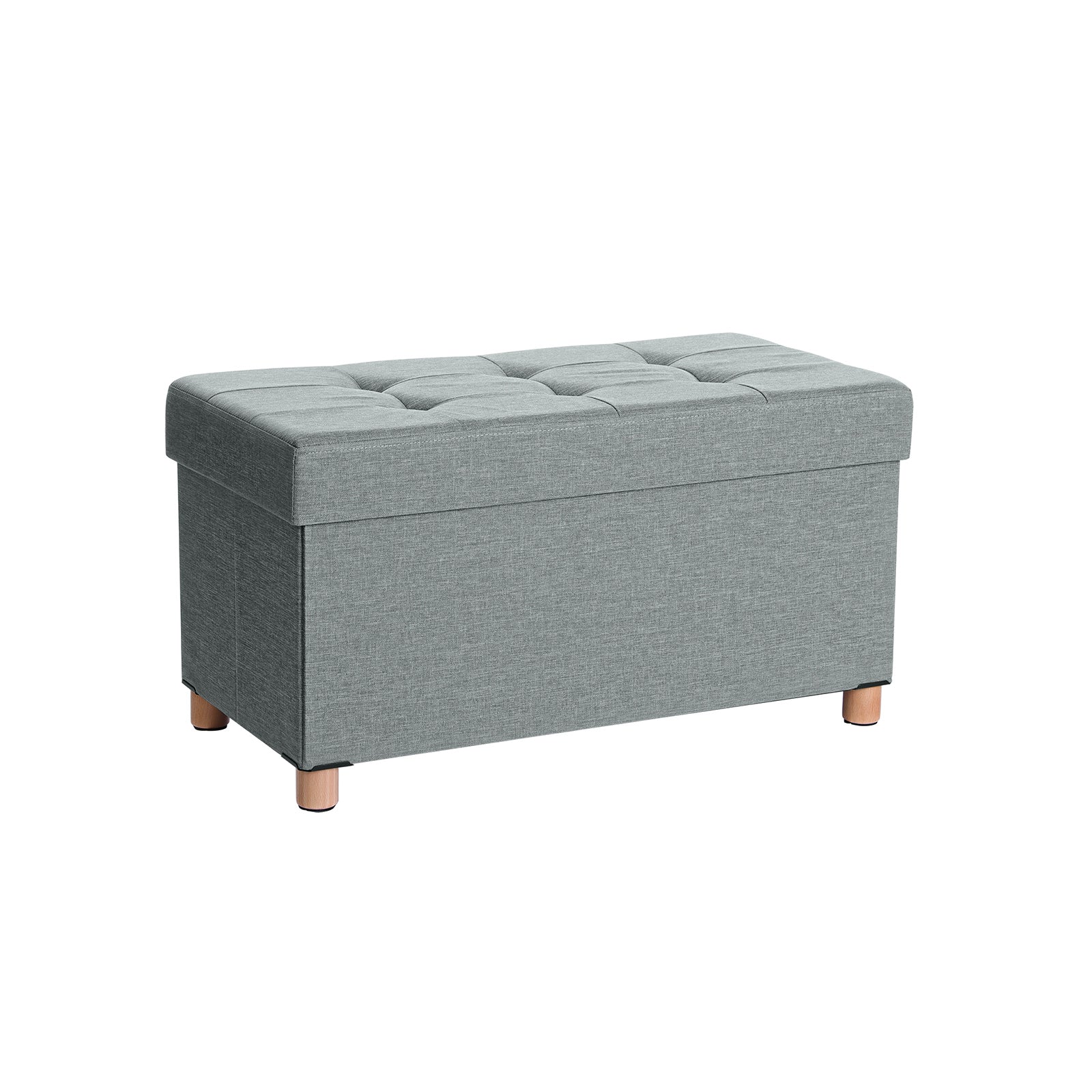 Sitzkiste - Pouf mit Stauraum und Deckel - Fußstopp - Holzbeine - 76 x 38 x 40 cm - Dunkelgrau