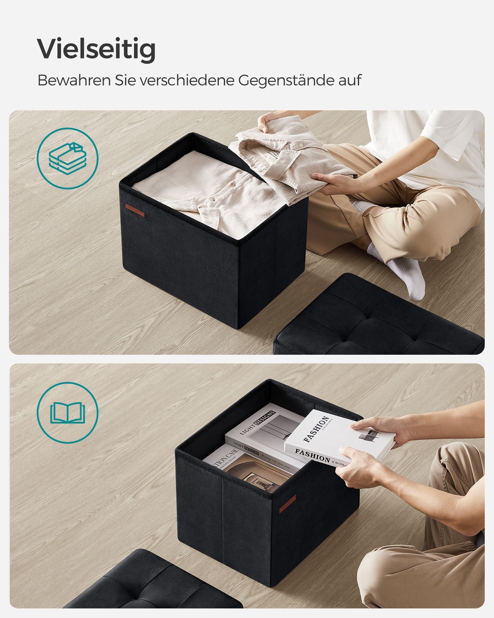 Bank - mit Speicherplatz - Samt - mit Tintenschwarzdeckel