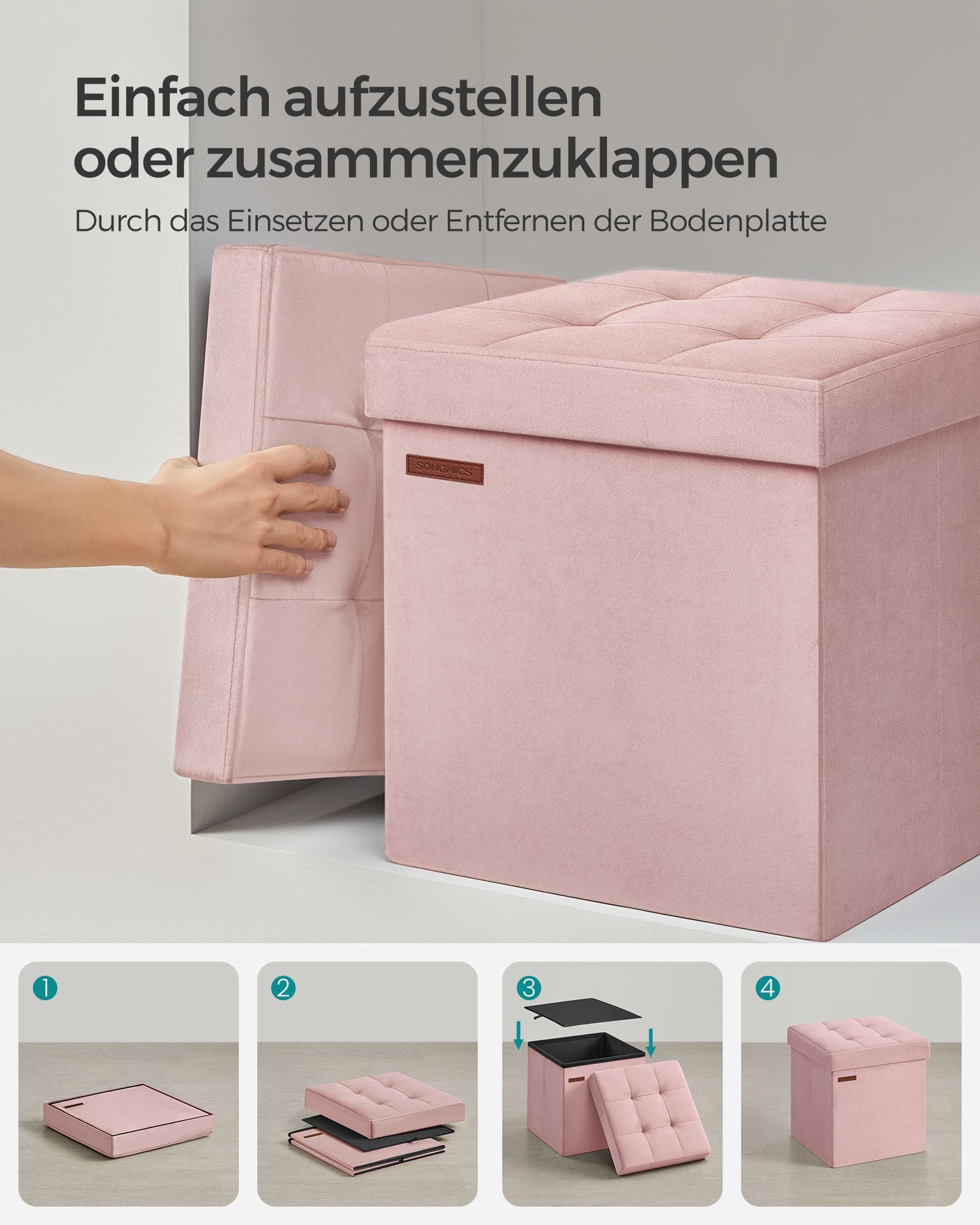Bank - mit Stauraum - für Hall - Pastellrosa