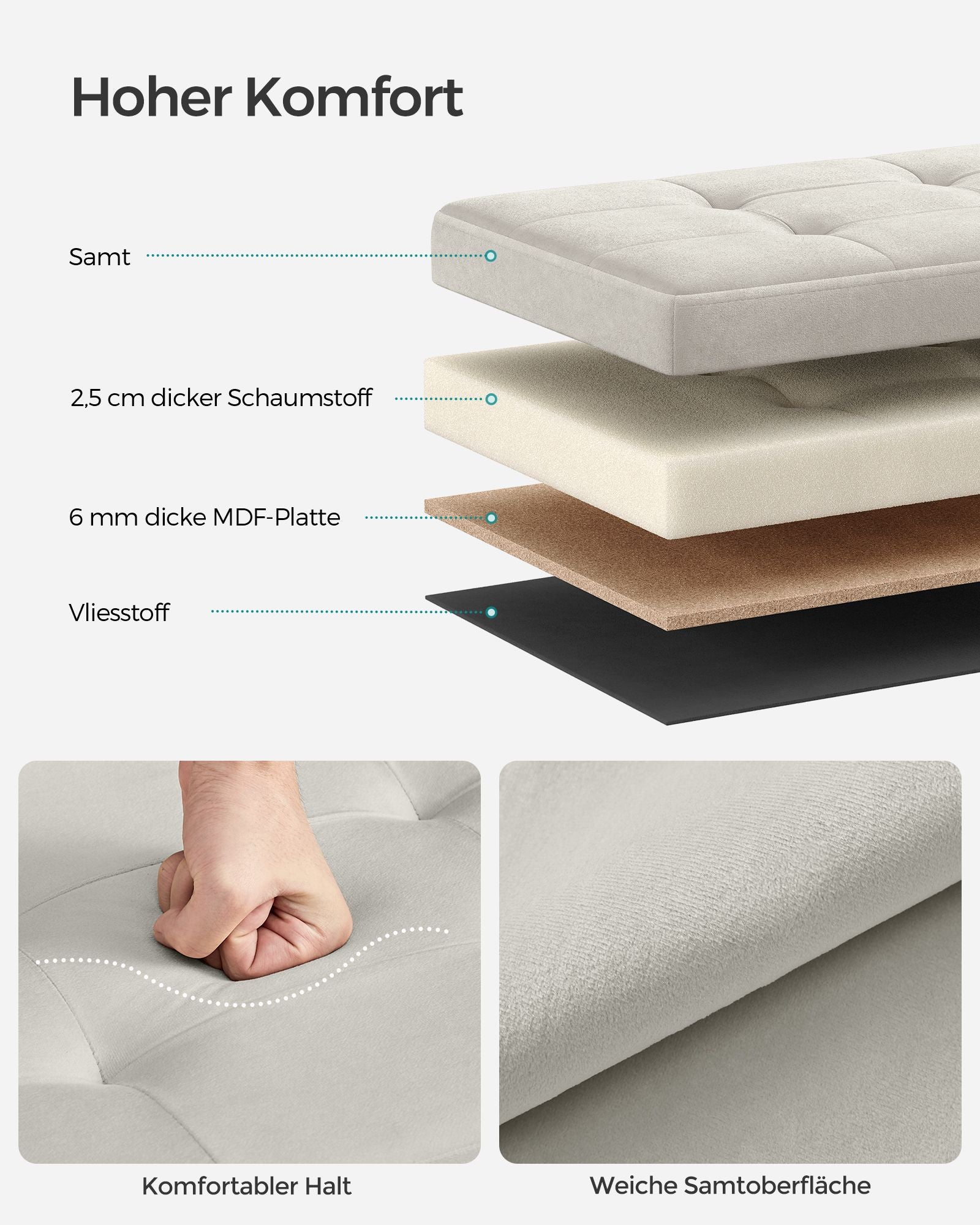 Sofa - mit Speicherplatz - Samt - 38 × 38 × 38 cm