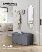 Bank - mit Stauraum - Samt - für Wohnzimmer - LEIRGRIJS