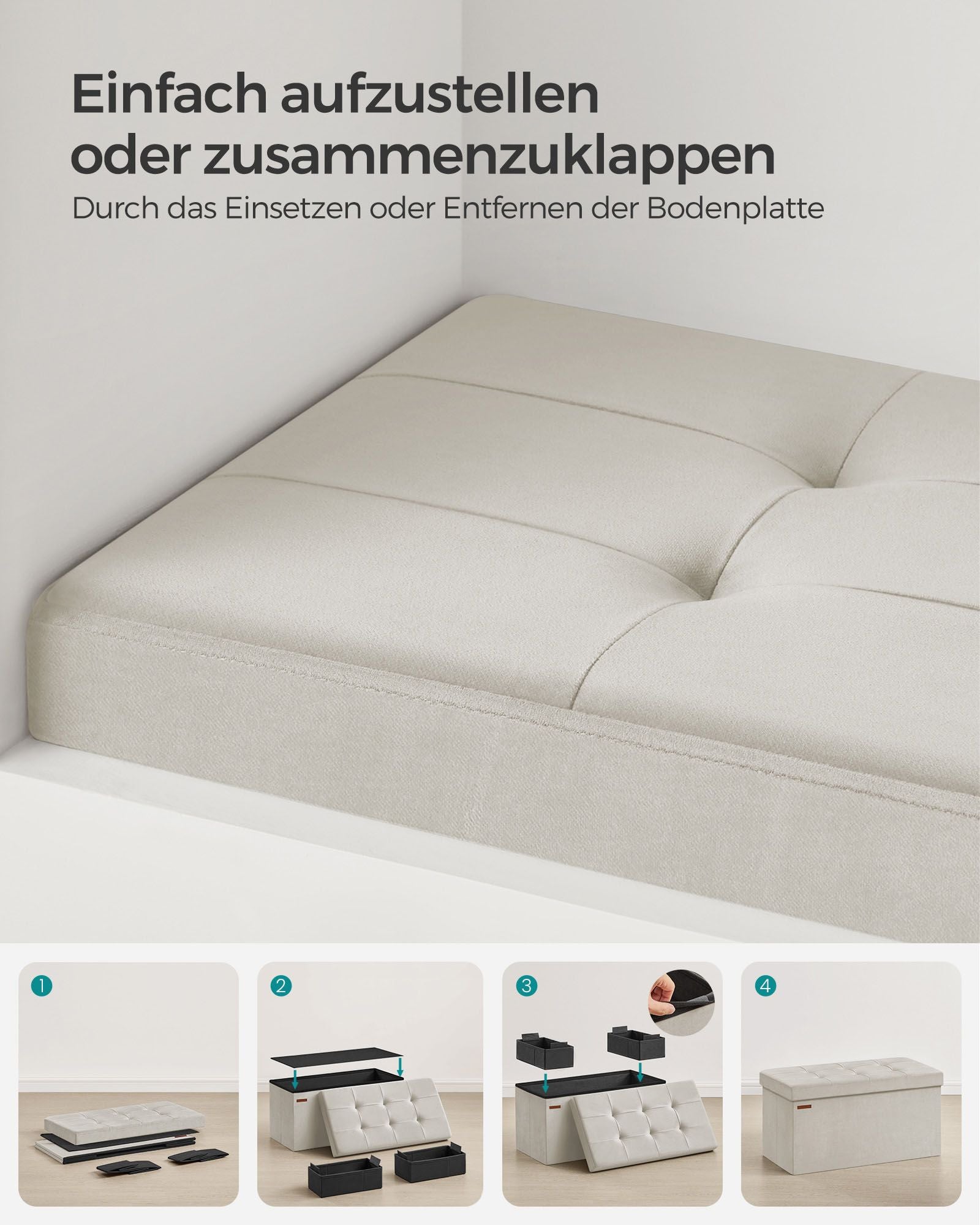 Bank - mit Speicherplatz - Samt - 38 × 76 × 38 cm