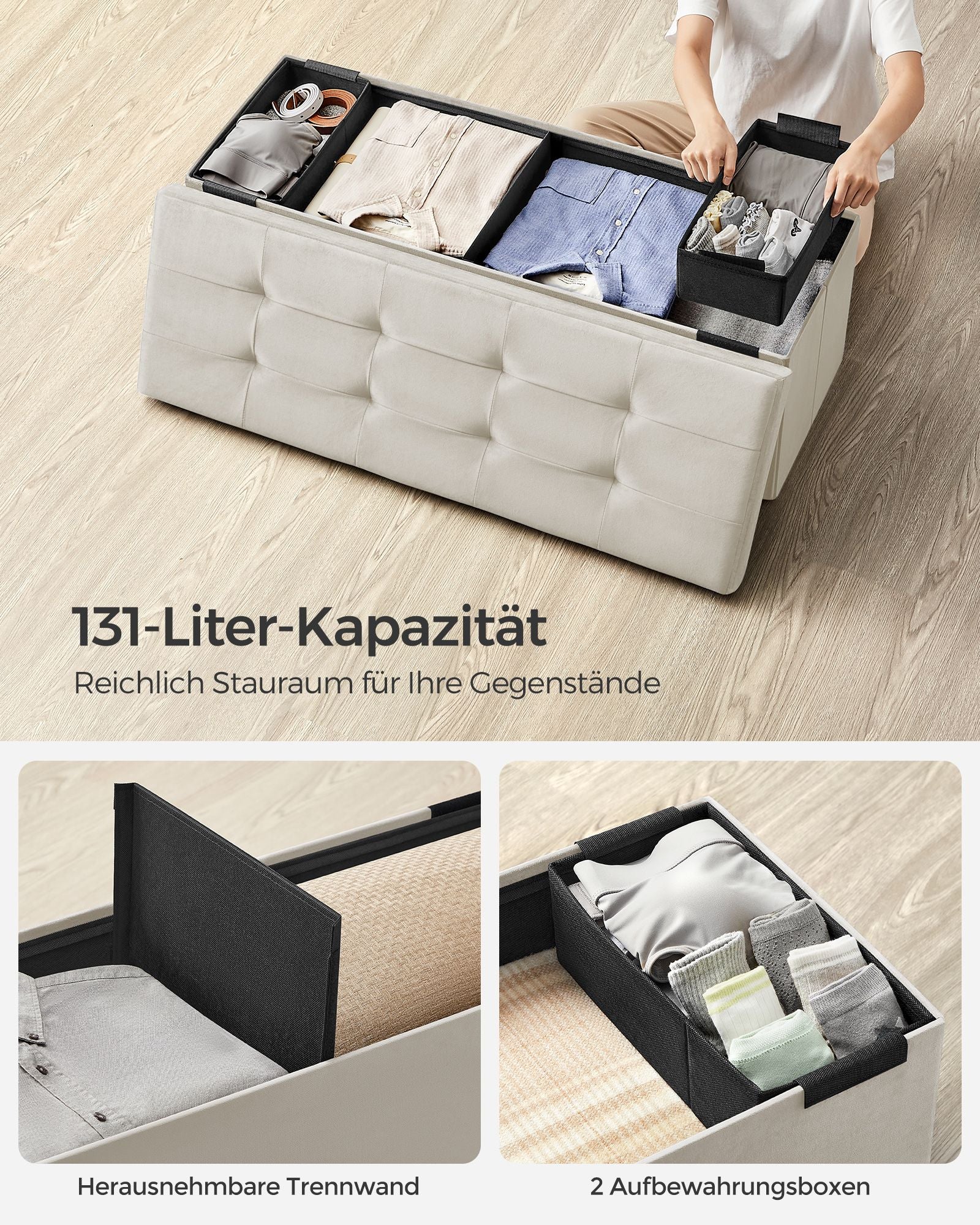 Bank - mit Speicherplatz - Samt - 38 × 110 × 38 cm