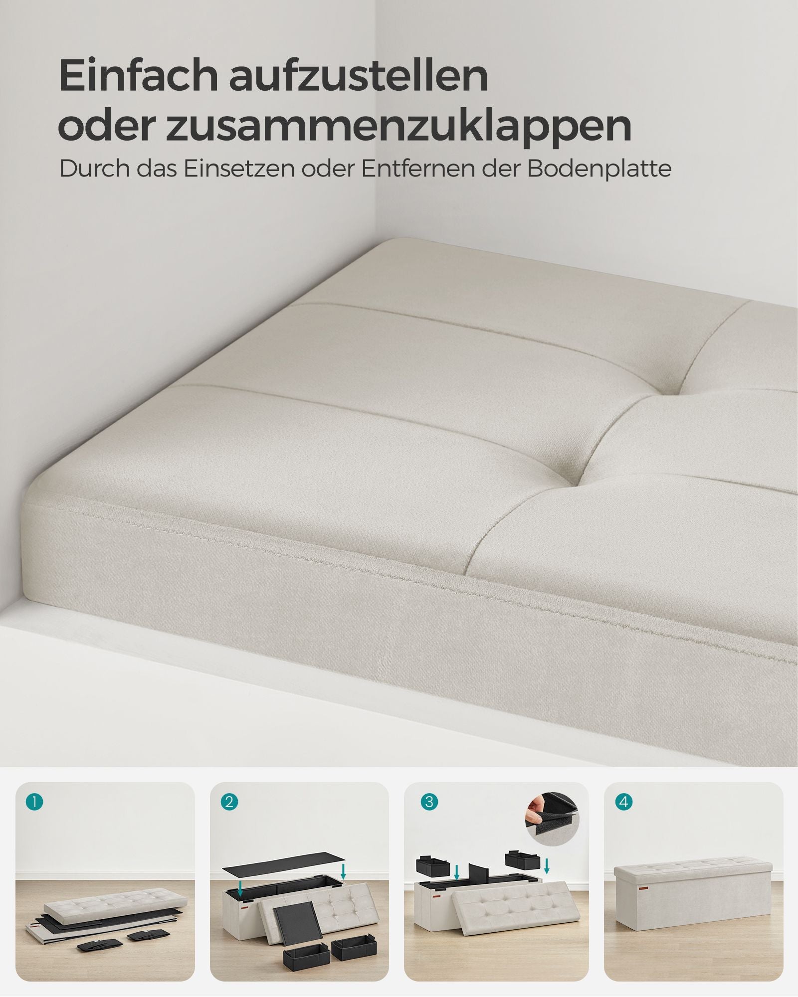 Bank - mit Speicherplatz - Samt - 38 × 110 × 38 cm