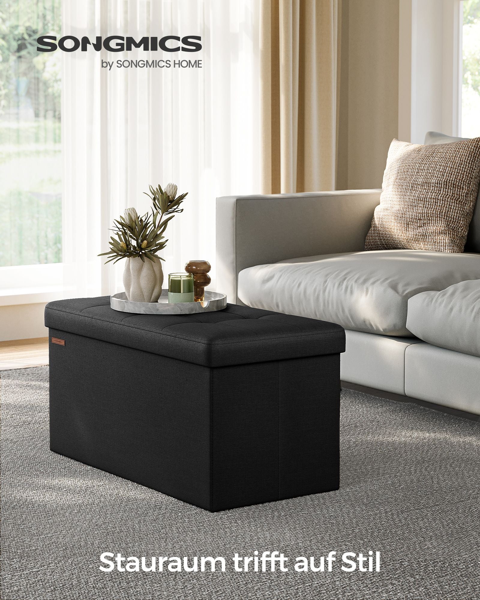 Sofa - 76 cm - faltbar mit Speicherplatz - Schwarz