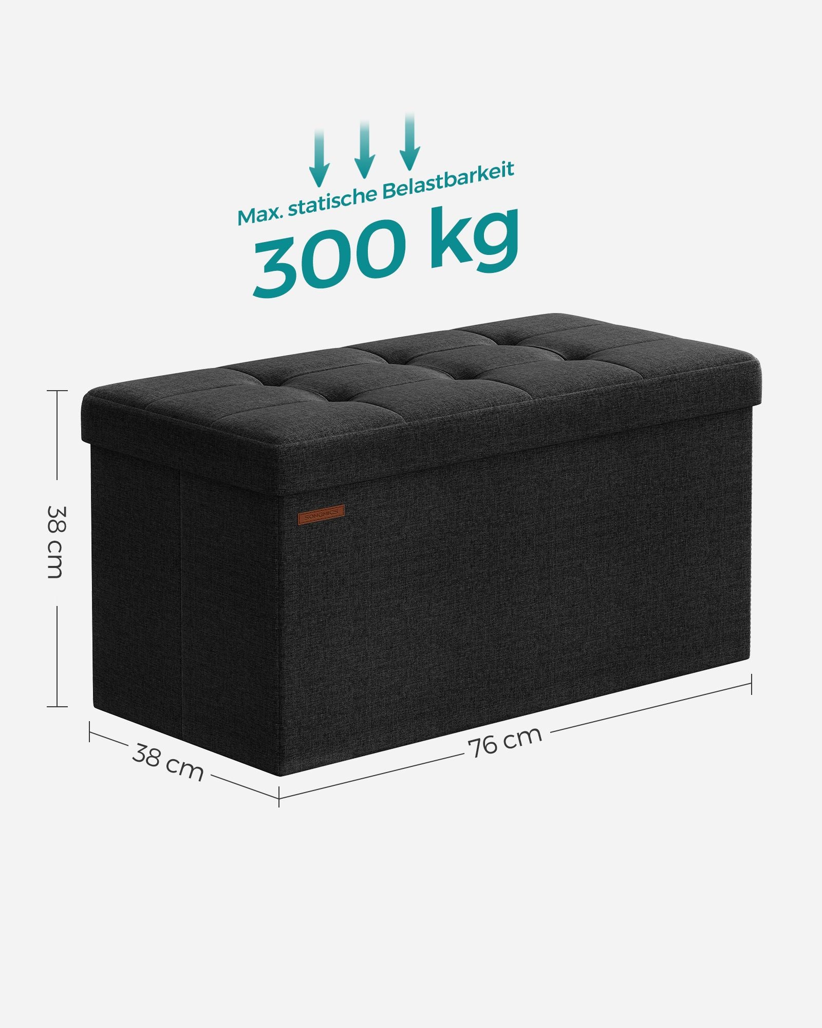 Sofa - 76 cm - faltbar mit Speicherplatz - Schwarz