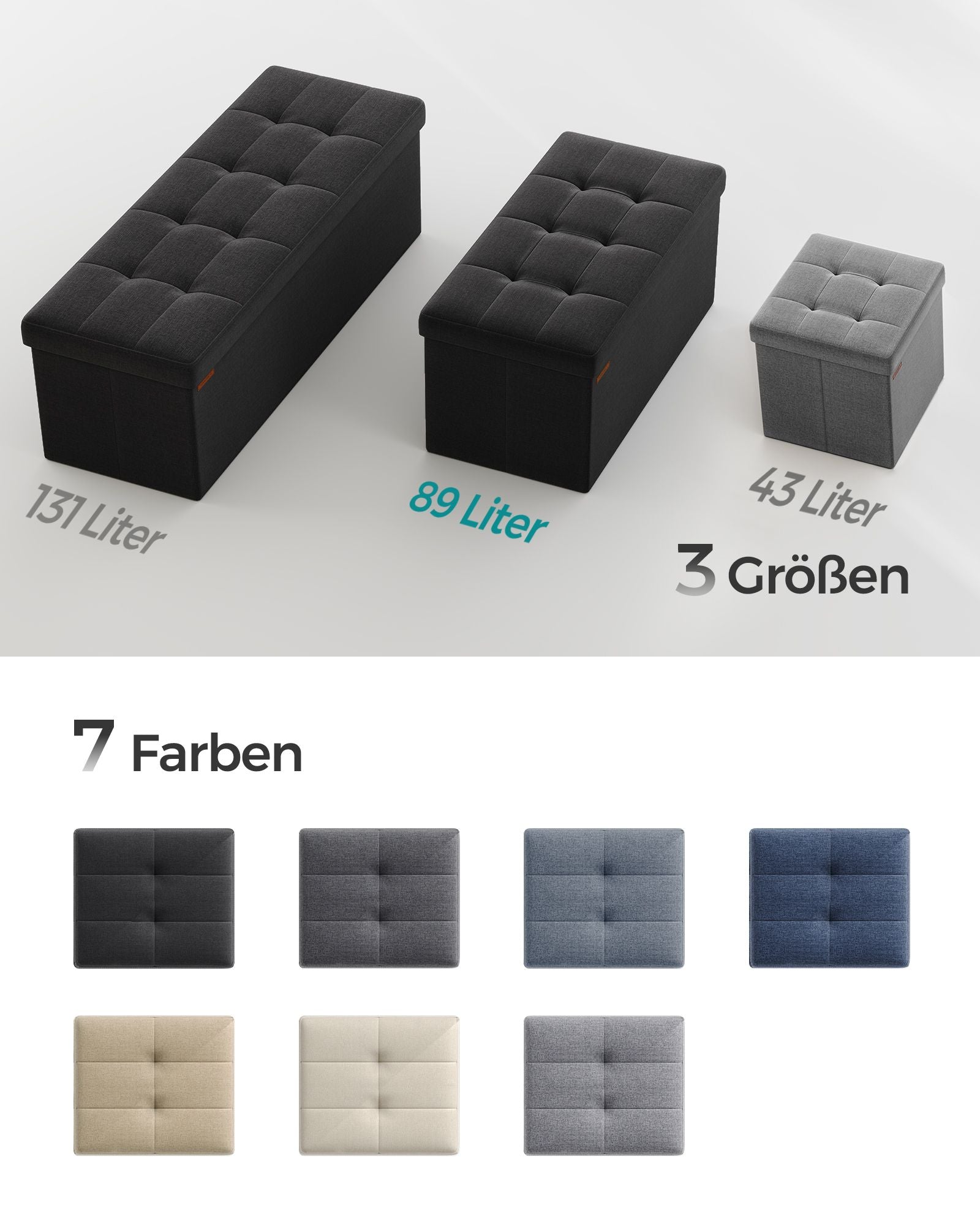 Sofa - 76 cm - faltbar mit Speicherplatz - Schwarz