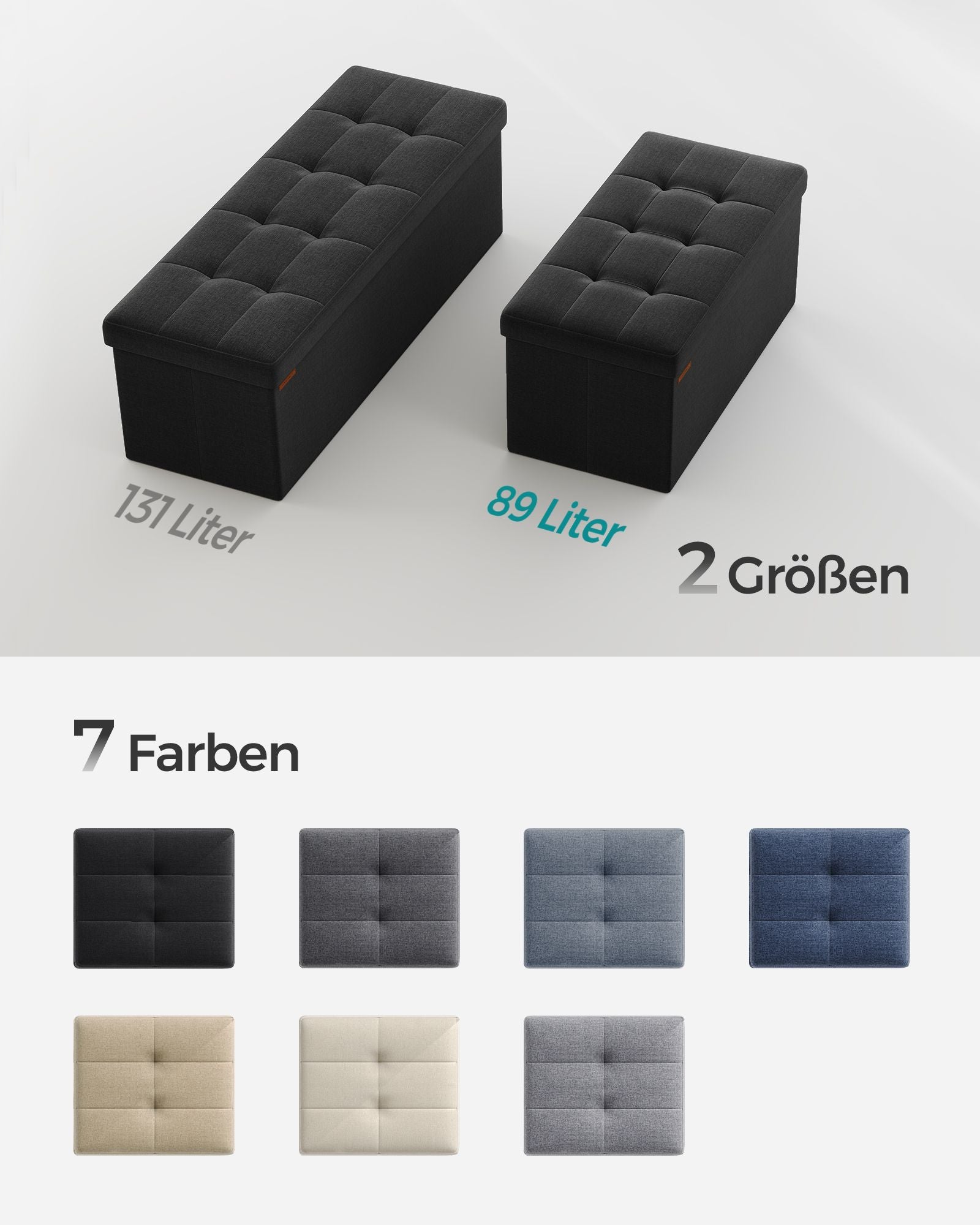 Sofa - 76 cm - faltbar mit Speicherplatz - Schwarz