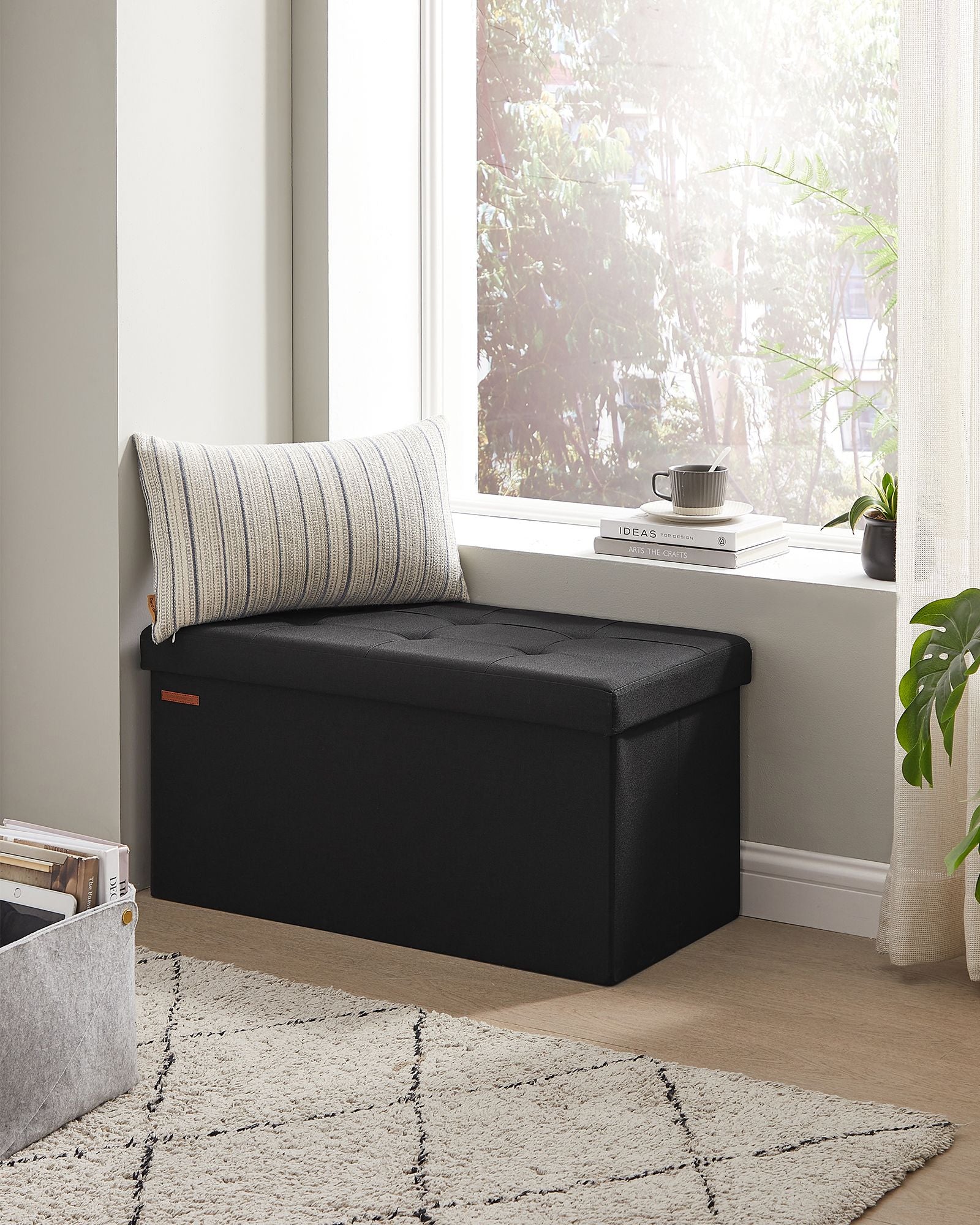Sofa - 76 cm - faltbar mit Speicherplatz - Schwarz