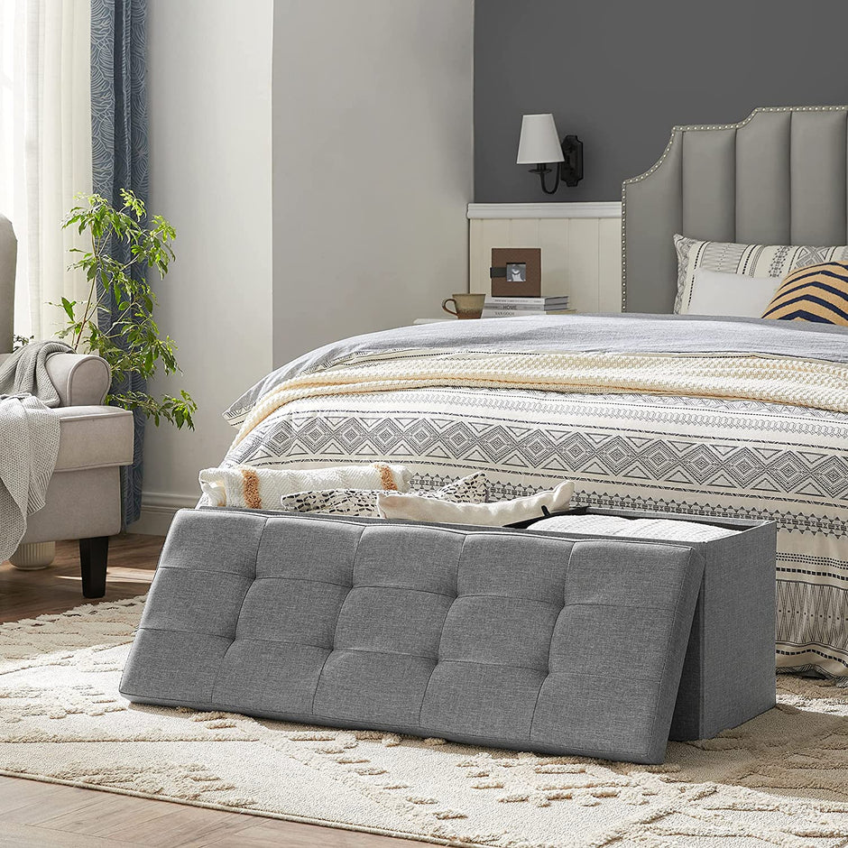 Aufbewahrungsbank - Sitzbox - faltbare - Lastkapazität 300 kg - hellgrau