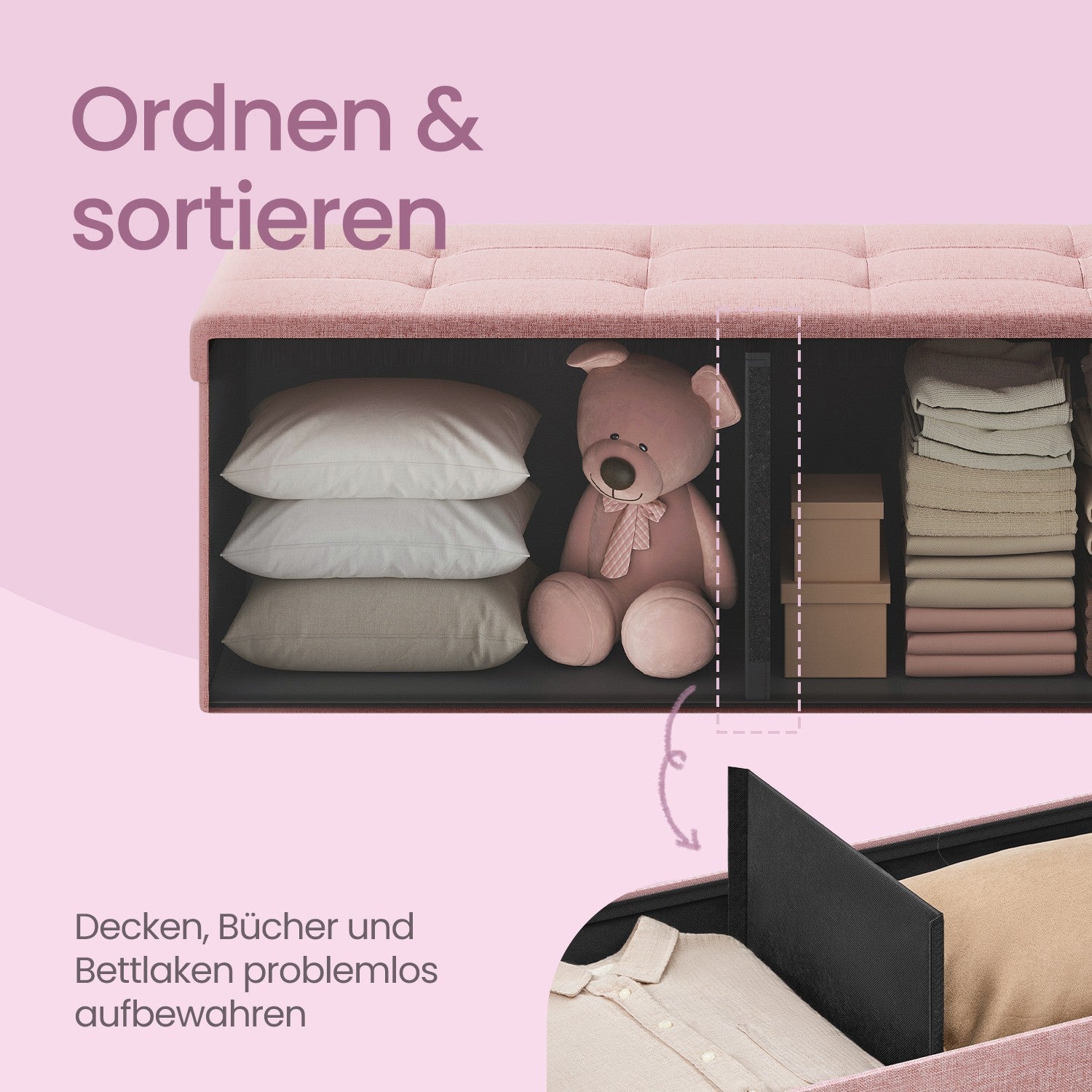 Sofa mit Stauraum - 38 x 110 x 38 cm - Sitzbox - Klappdeckel