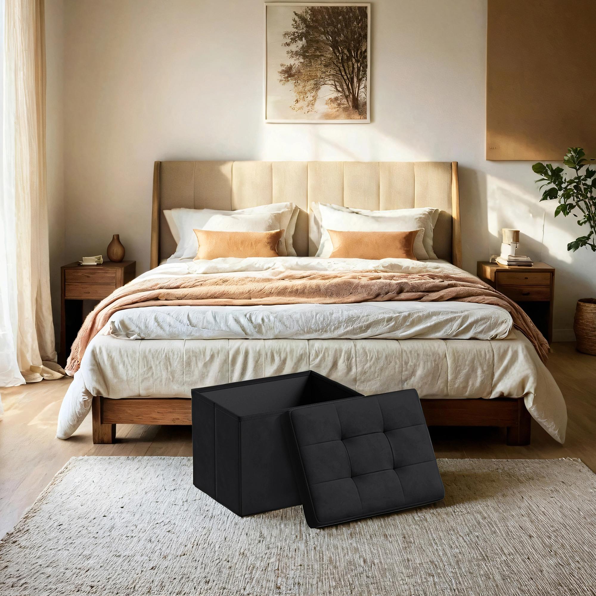 Sofa mit Stauraum - Samt -Sitzbox mit Deckel - Klappstockbox - Anthrazit