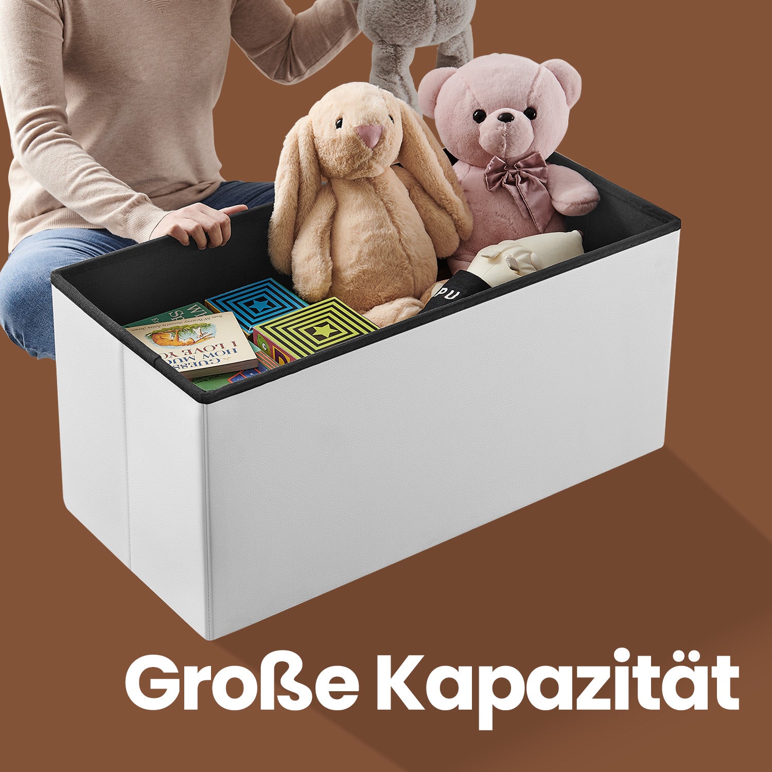 Sofa mit Stauraum - Klappsitzbox - stilvolle Aufbewahrungsbox - Dunkelgrau