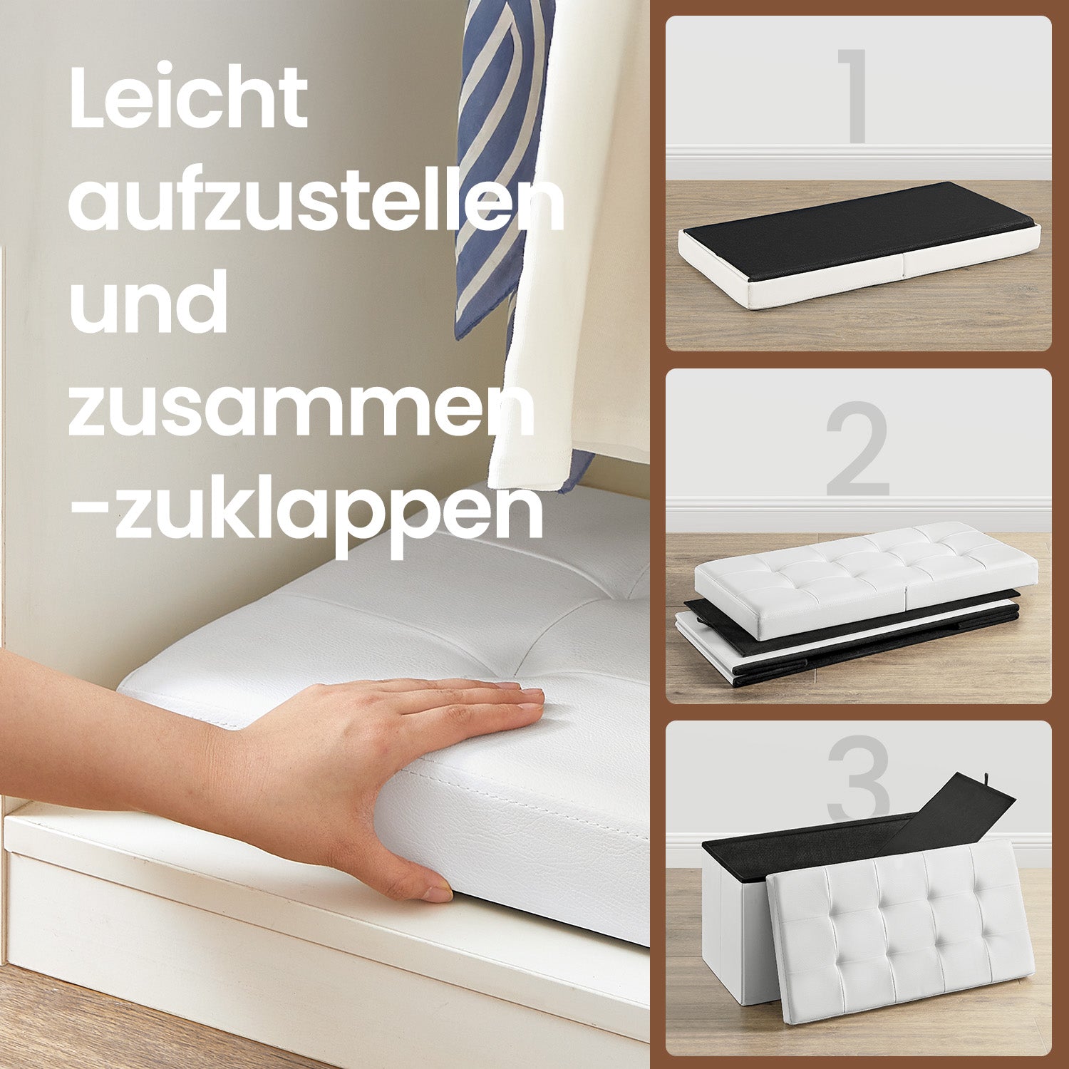 Sofa mit Stauraum - Klappsitzbox - stilvolle Aufbewahrungsbox - Dunkelgrau