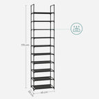 Schuhregal - Schuhschrank - mit 10 Levels - Metallrahmen - Schwarz