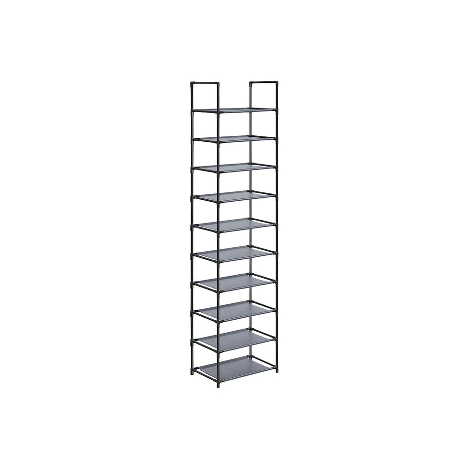 Schuhregal - Schuhschrank - mit 10 Levels - Metallrahmen - Schwarz