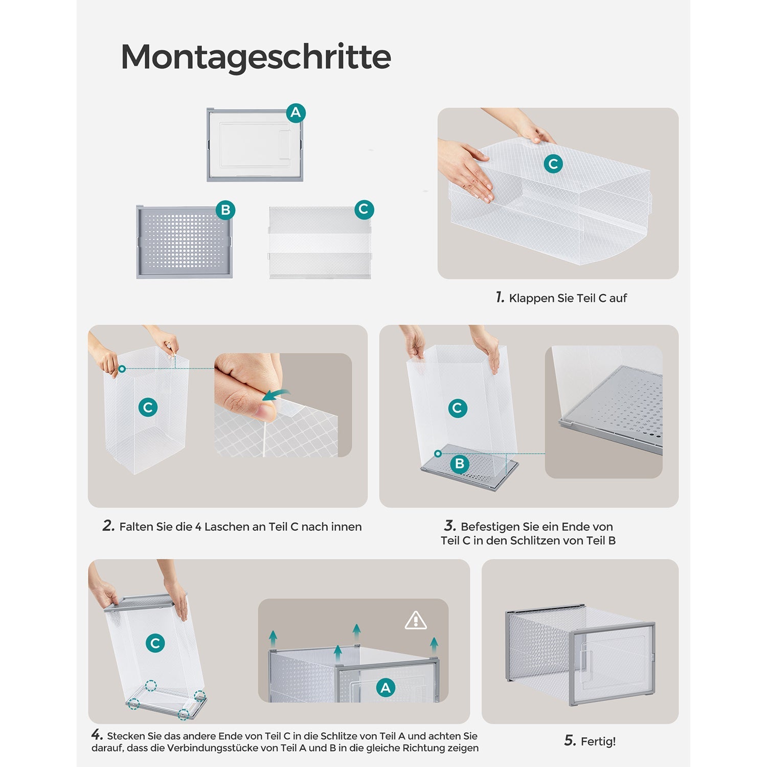 Schuhkartons - Schuhkartons - 18 Stück - transparent -grau