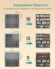 Schoenorganizer - 43 x 43 x 32 cm - voor maximaal 16 paar schoenen - verstelbare tussenschotten - stapelbaar - kleur: duifgrijs - maximum capaciteit: 18 kg