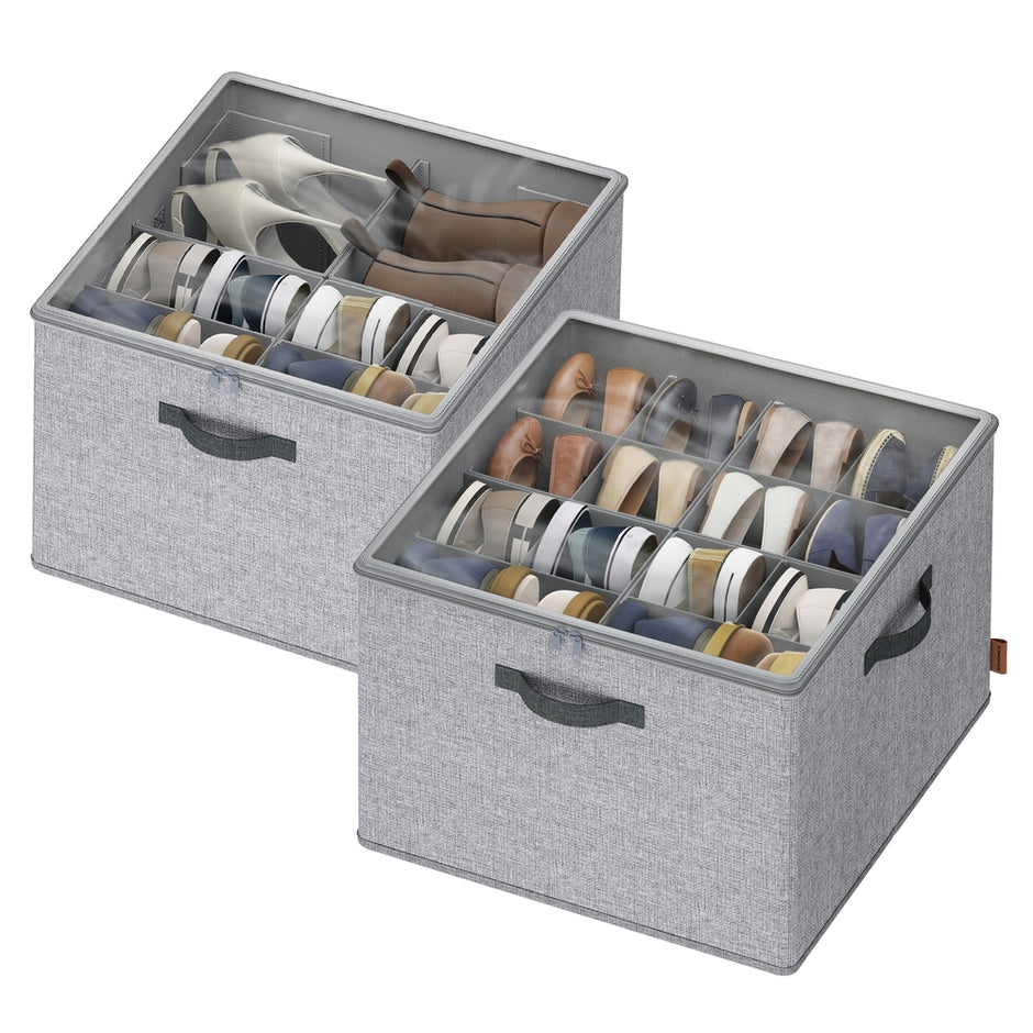 Schoenorganizer - 43 x 43 x 32 cm - tot 16 paar schoenen - verstelbare tussenschotten - duifgrijs - maximaal 18 kg per organizer