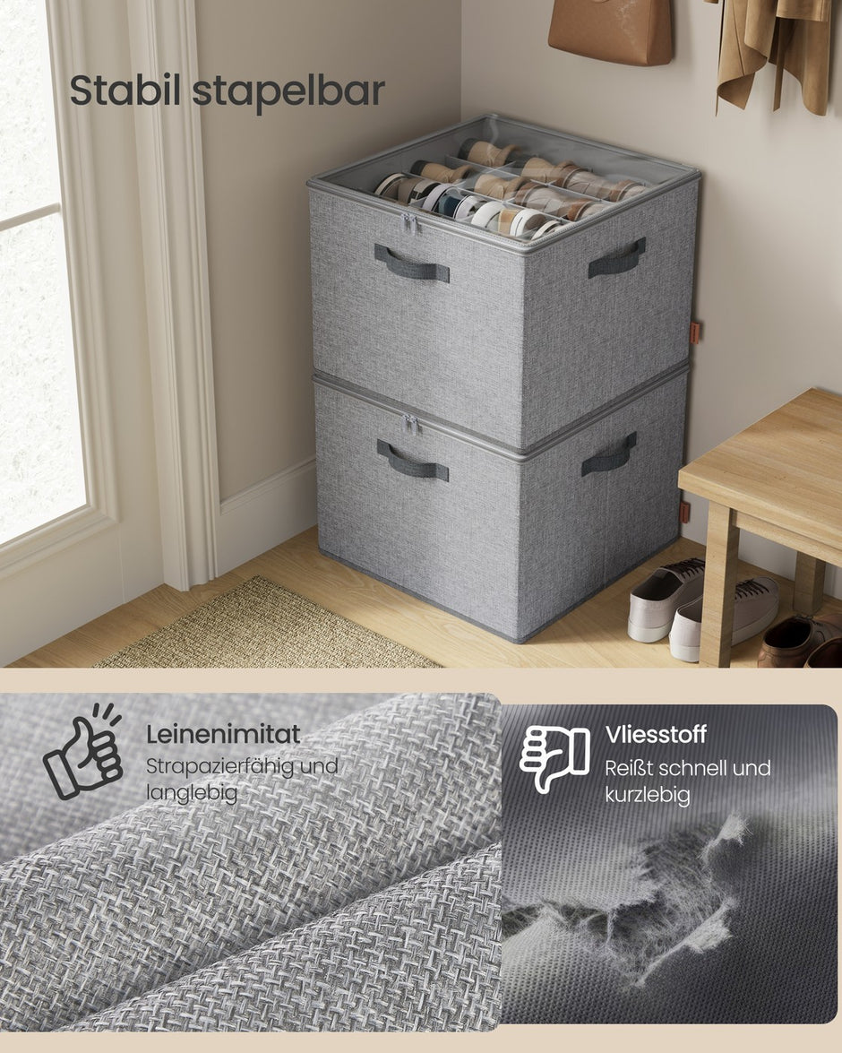 Schoenorganizer - 43 x 43 x 32 cm - tot 16 paar schoenen - verstelbare tussenschotten - duifgrijs - maximaal 18 kg per organizer