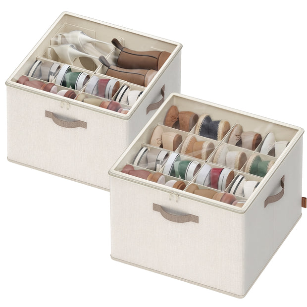 Schoenorganizer - 43 x 43 x 32 cm - geschikt voor maximaal 16 paar schoenen - cappuccinobeige - maximale draagkracht 18 kg