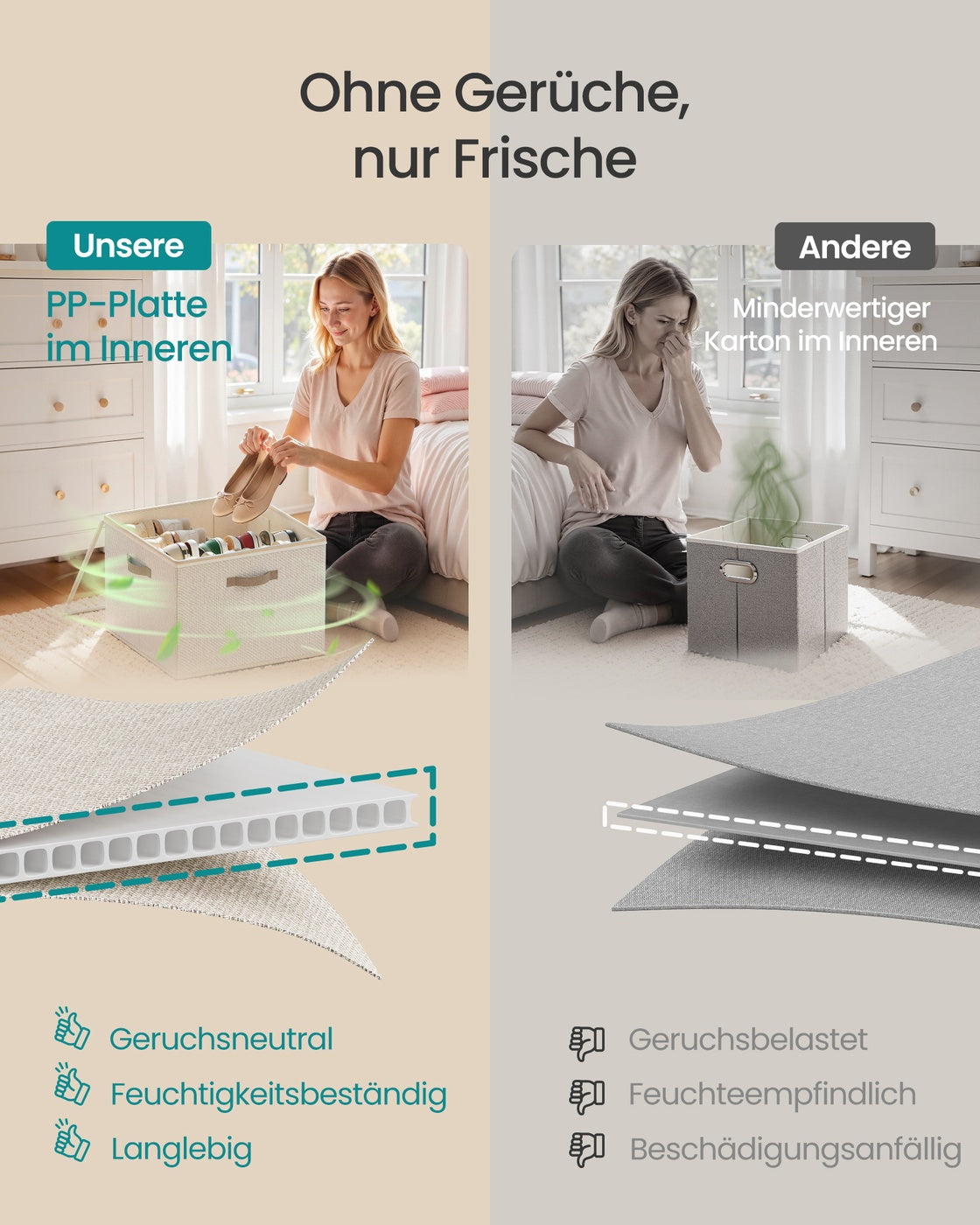 Schoenorganizer - 43 x 43 x 32 cm - geschikt voor maximaal 16 paar schoenen - cappuccinobeige - maximale draagkracht 18 kg