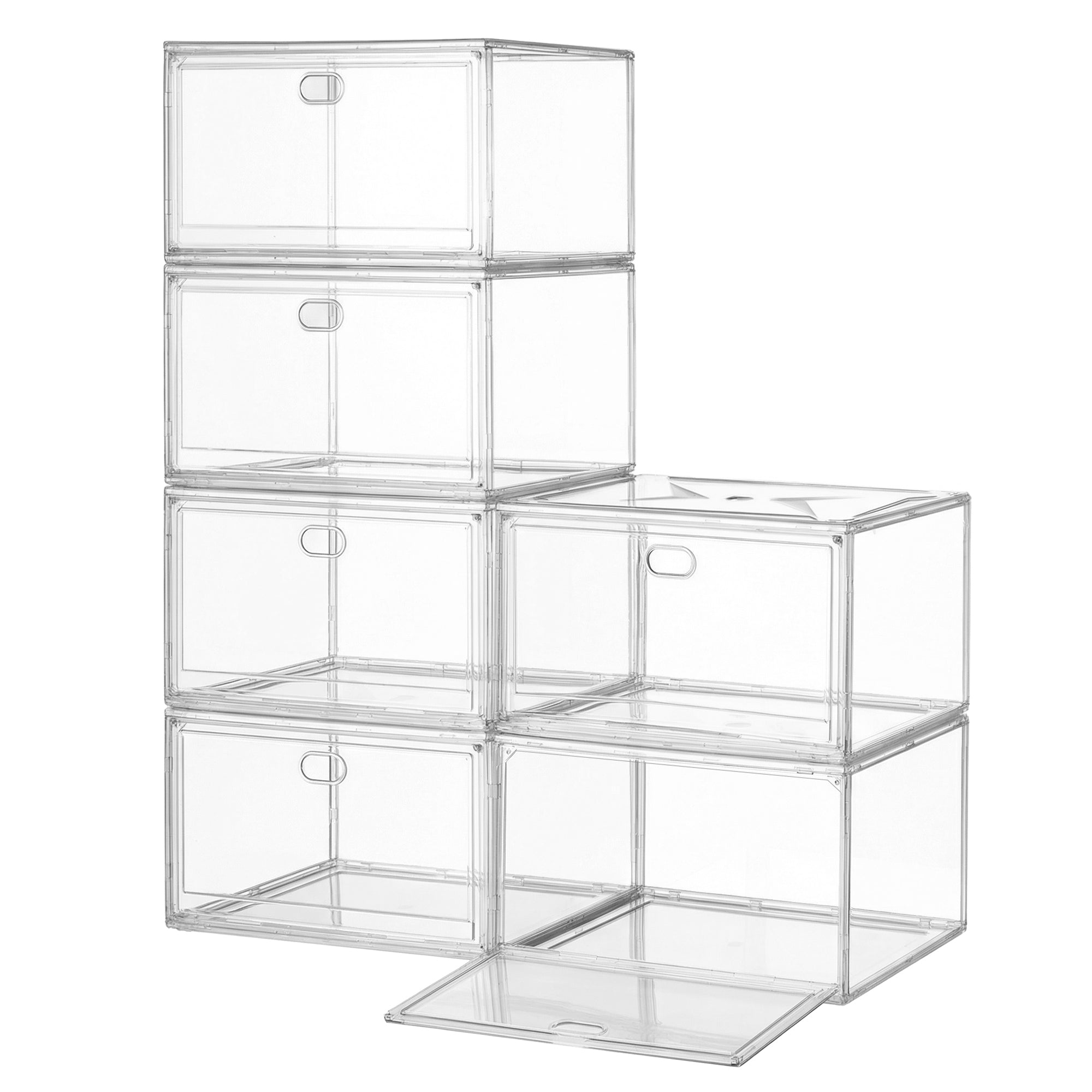 Schoenendozen - Set van 6 - Stapelbaar - Magnetische Deur - Wolkenwit