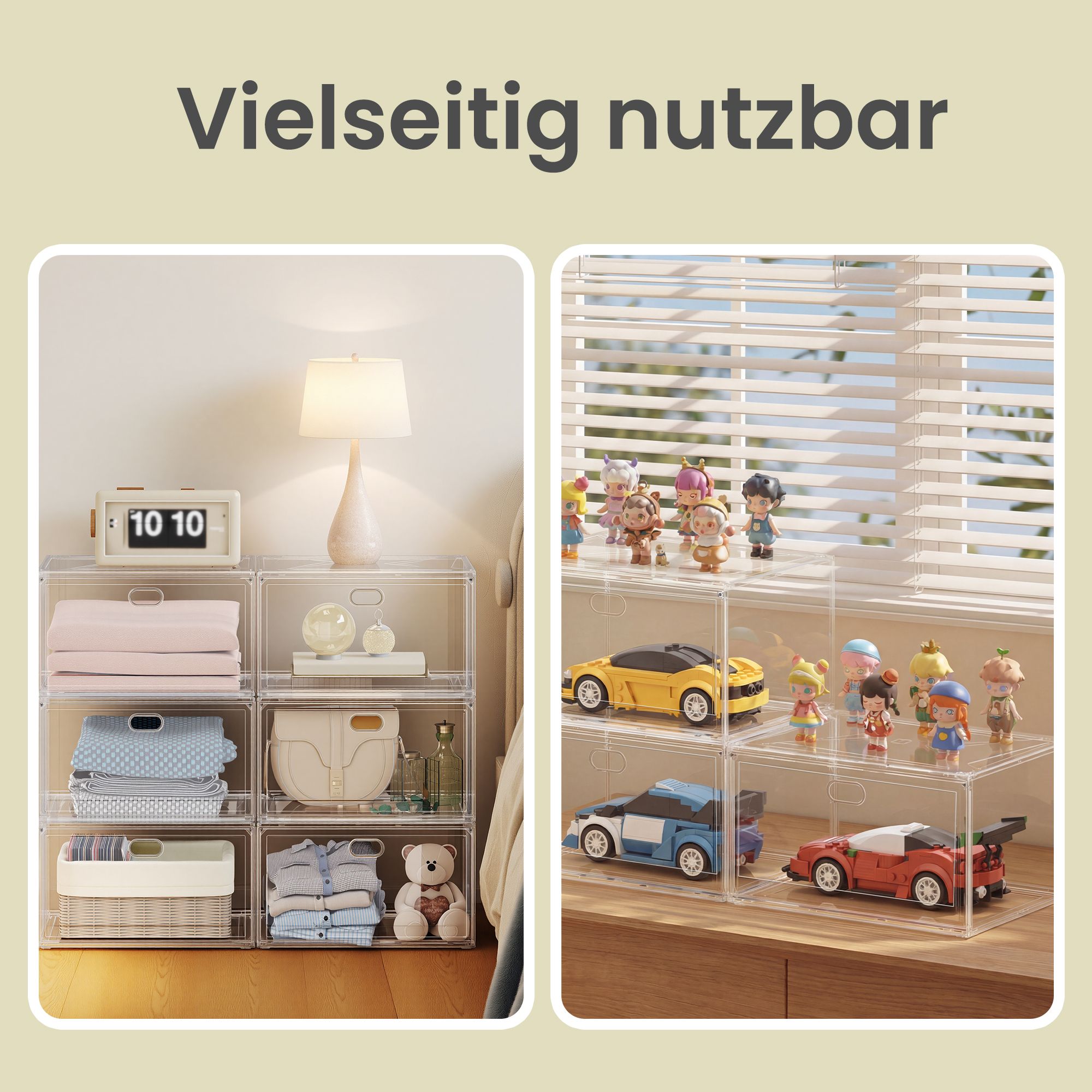 Schoenendozen - Set van 6 - Stapelbaar - Magnetische Deur - Wolkenwit