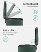 Abfallbehälter - Müll - 30 l - Metall - Abnehmbarer Behälter - Silber