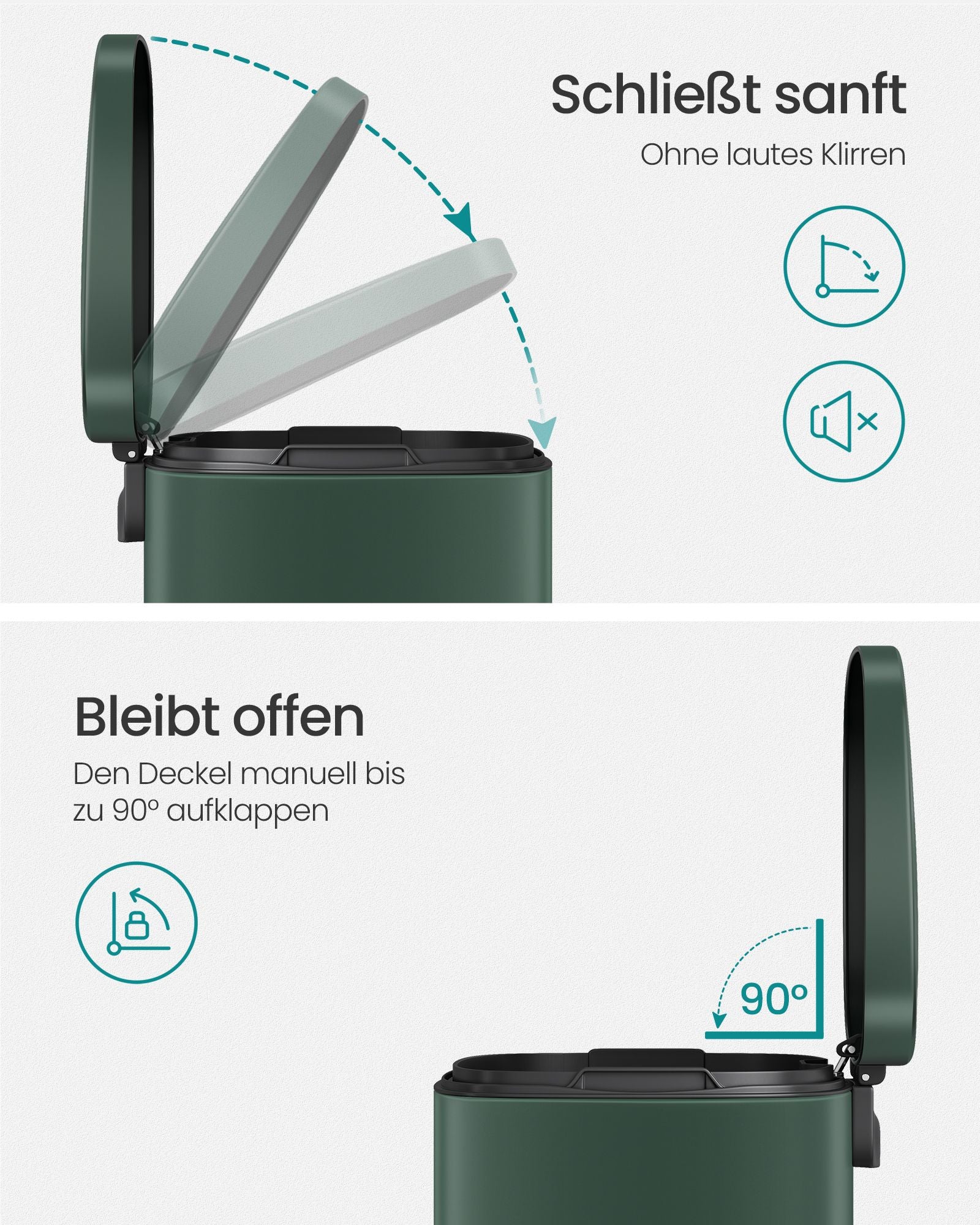 Abfallbehälter - Müll - 30 l - Metall - Abnehmbarer Behälter - Silber