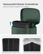 Abfallbehälter - Müll - 30 l - Metall - Abnehmbarer Behälter - Silber