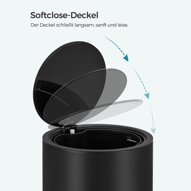 Kosmetischer Behälter - Badezimmer Trumps - Mülldose - 3 Liter - Schwarz