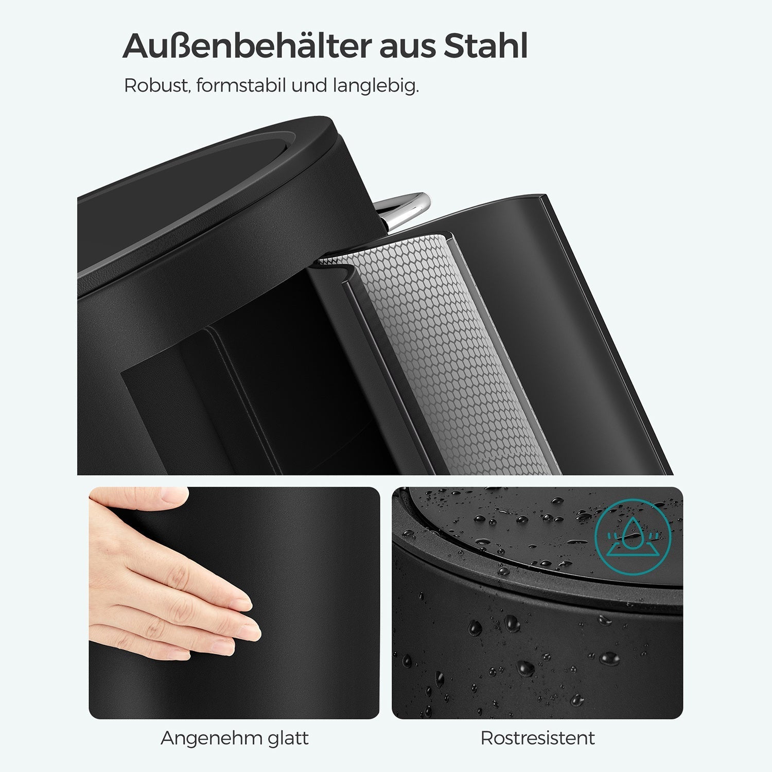 Kosmetischer Behälter - Badezimmer Trumps - Mülldose - 3 Liter - Schwarz