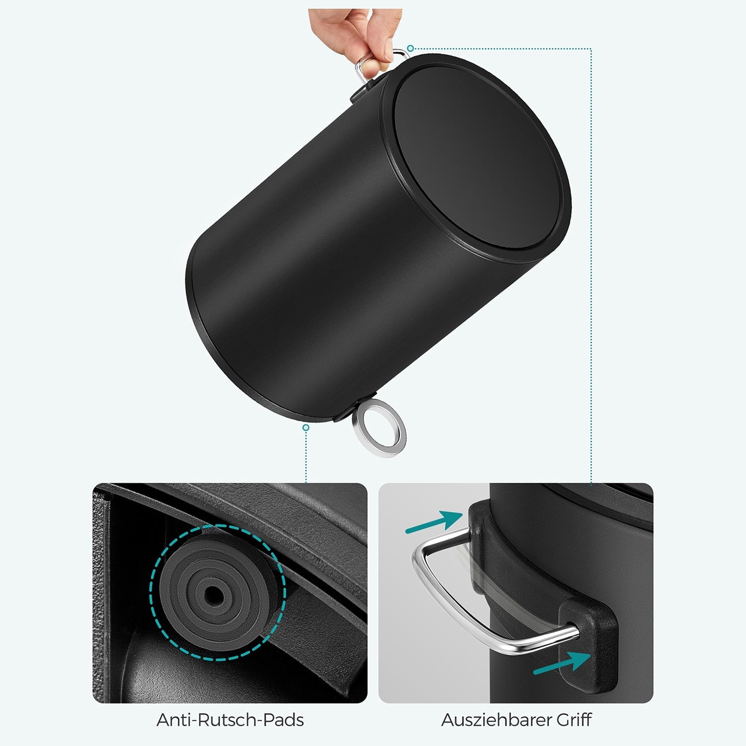 Kosmetischer Behälter - Badezimmer Trumps - Mülldose - 3 Liter - Schwarz