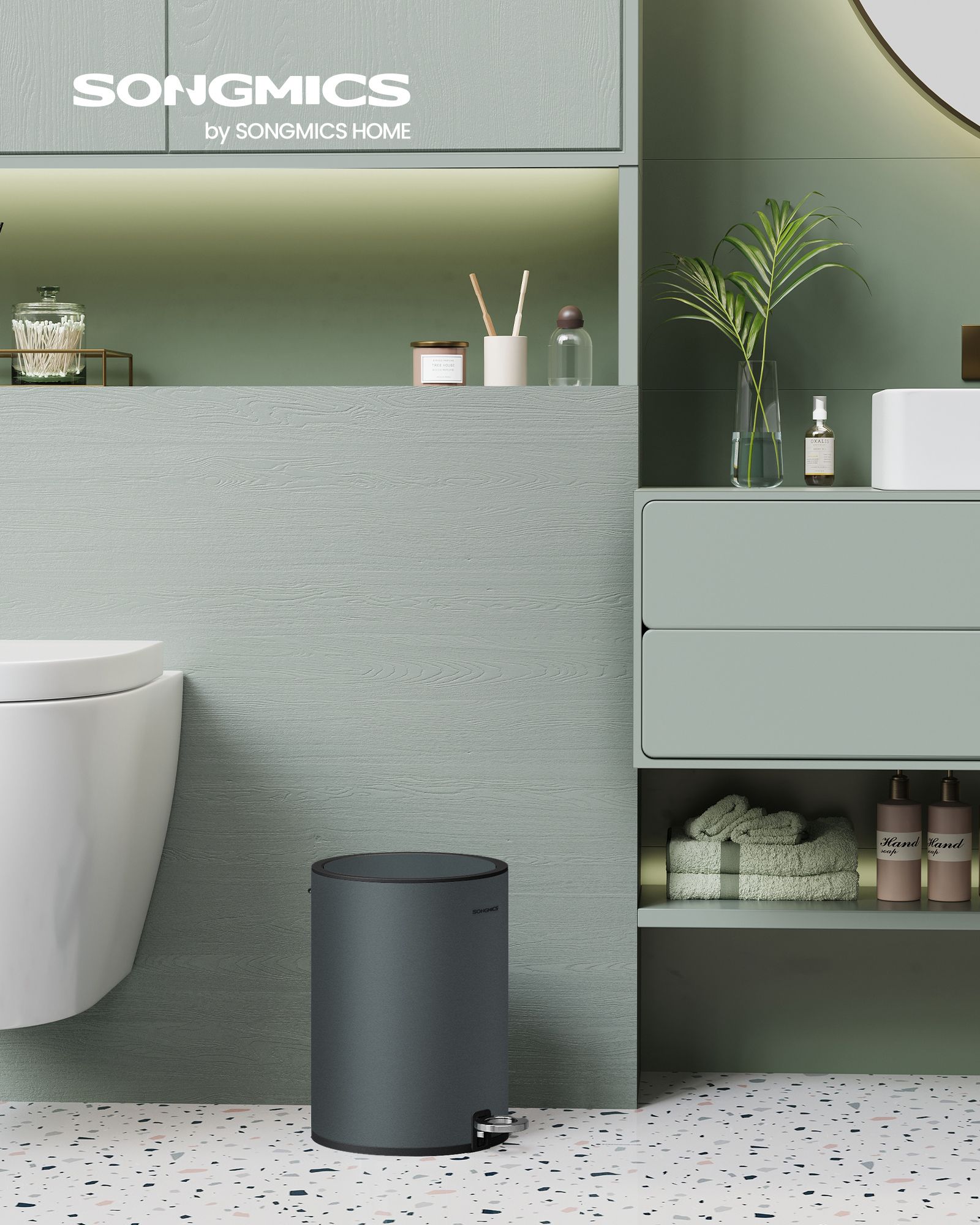 Kosmetischer Behälter - Badezimmer Trumps - Mülldose - 3 Liter - Schwarz