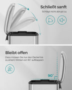 Müll - Stahlpedaleimer mit Deckel - 30 l - Weiß