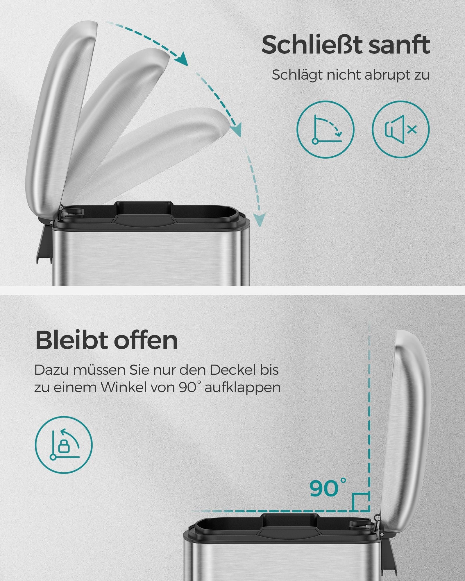 Müll - Stahlpedaleimer mit Deckel - 30 l - Weiß