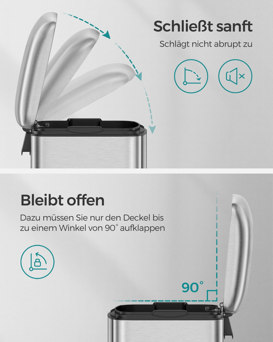 Müll - Stahlpedaleimer mit Deckel - 30 l - Weiß