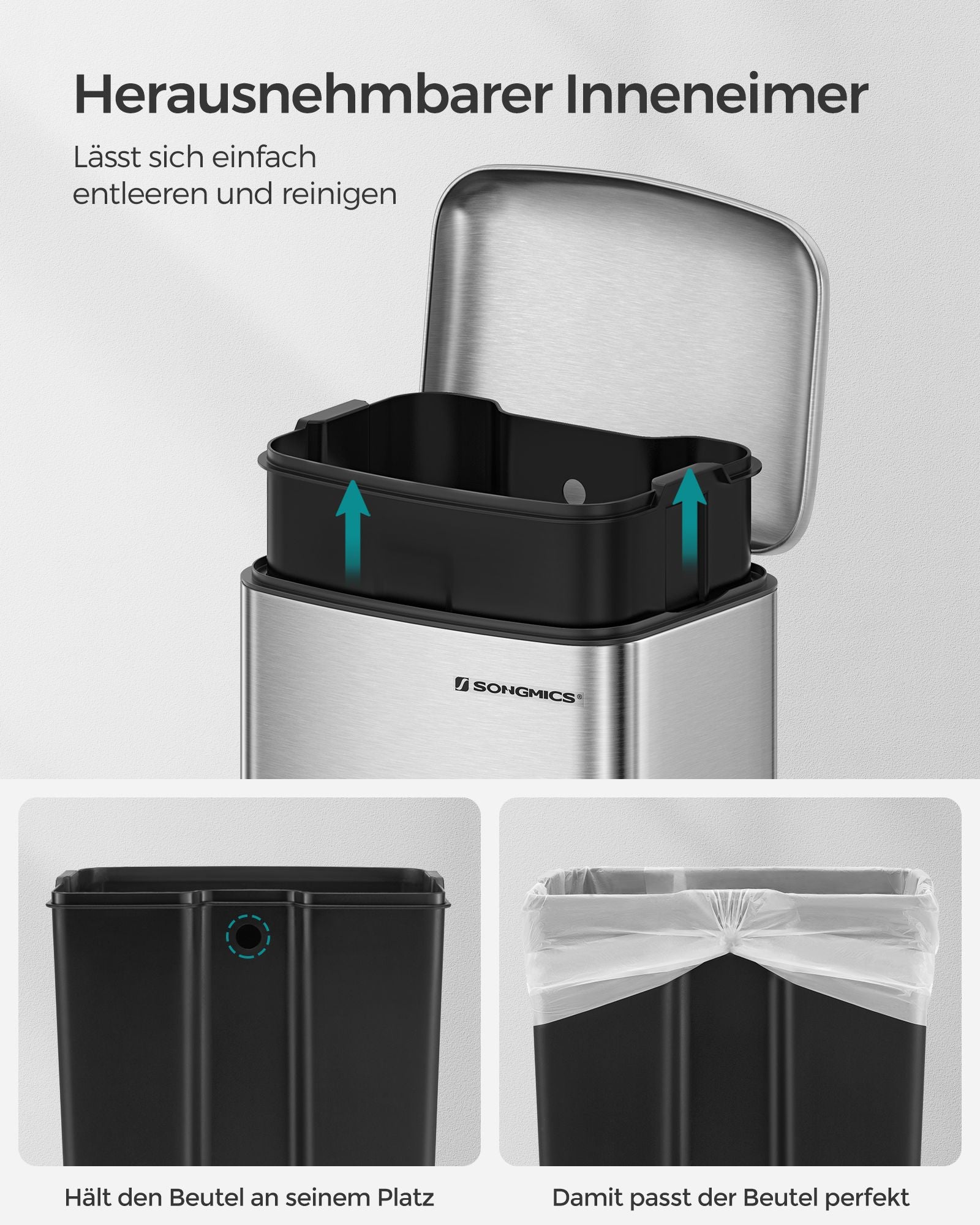 Müllbehälter - 30 Liter - Edelstahl